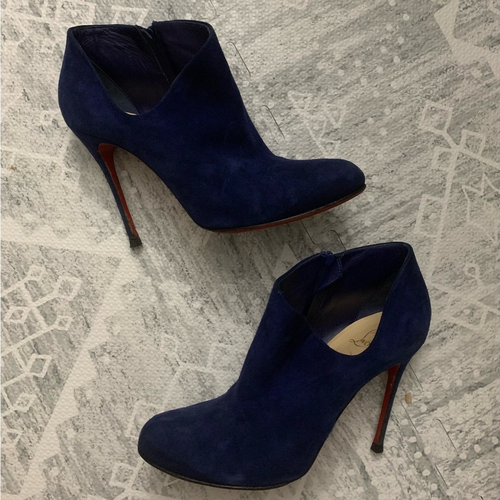 Blue suede Christian Louboutin ankle boots